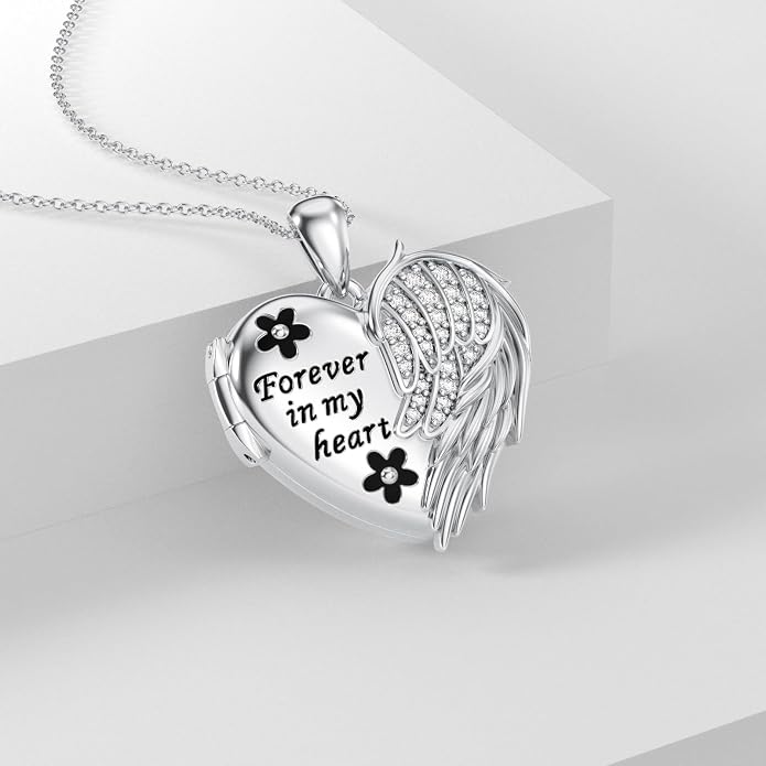 Dorunmo Personalized Locket Necklace 925 Sterling Silver that Holds Pictures Butterfly Birthstone Photo Heart Locket Custom Jewelry Congratulations New Beginnings New Job Gifts for Women