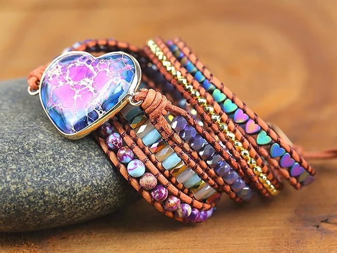 Women Wrap Bracelets Boho Natural Stone Jasper Turquoises Strand Bracelet Jewelry Collection