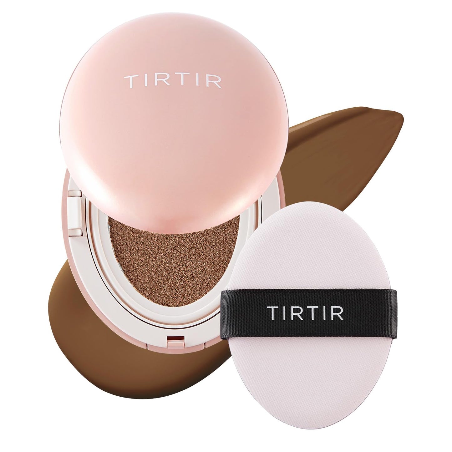 TIRTIR Mask Fit All Cover Pink Cushion Foundation | High coverage, Velvety Matte Finish, Lightweight, Flawless, Corrects Redness, Korean Cushion (#43N Deep Cocoa, Full Size, 0.63 Fl Oz)