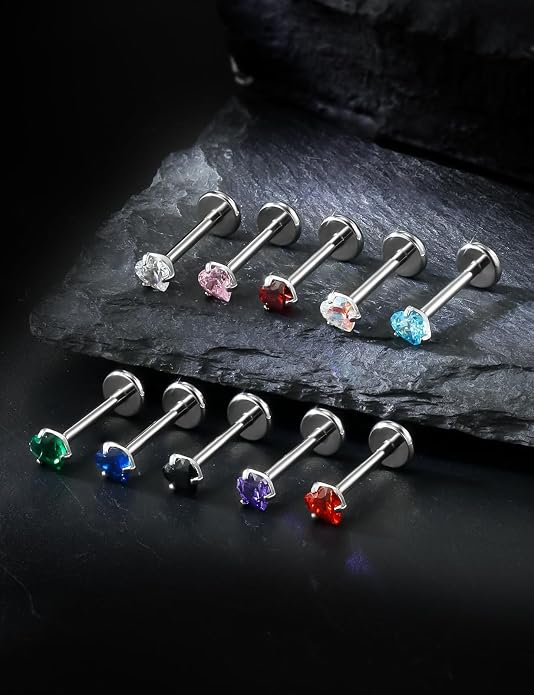 20G 18G 16G Astm F136 Titanium Internal Thread Flat Back Earrings Nose Studs Tragus Helix Conch Cartilage Lobe Earrings Medusa Labret Snake Bite Monroe Lip Ring Piercing Jewelry For Women Men