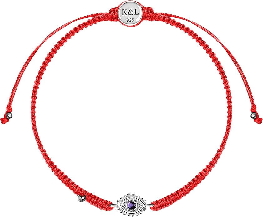 KARMA AND LUCK Powerful Protection, Red String Bracelet & Evil Eye Charm for Women with Genuine Gemstone, Size 5.5"-7.5”