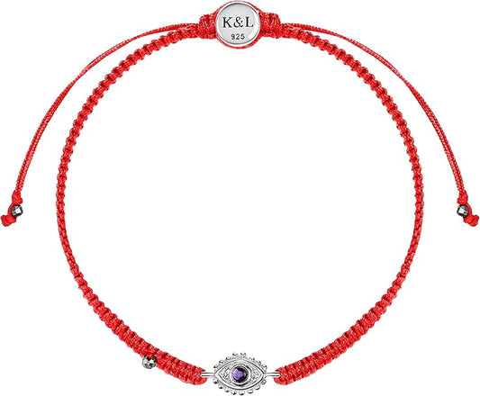 KARMA AND LUCK Powerful Protection, Red String Bracelet & Evil Eye Charm for Women with Genuine Gemstone, Size 5.5"-7.5”