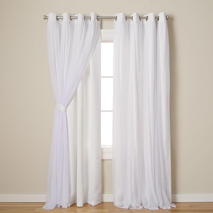 TOWN & COUNTRY LUXE Talia Double Layer Indoor Curtains, Sheer and Room Darkening Blackout, Grommet Top, Energy Efficient, 2-Pack Set, 52"x120", Winter