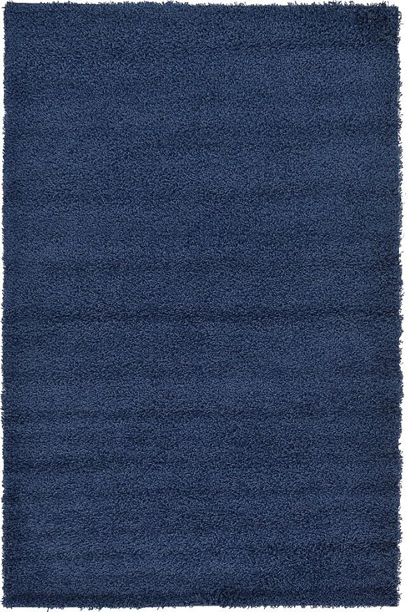 Unique Loom Solid Shag Collection Area Rug (5' 1" x 8' Rectangle, Sapphire Blue/ Navy Blue)