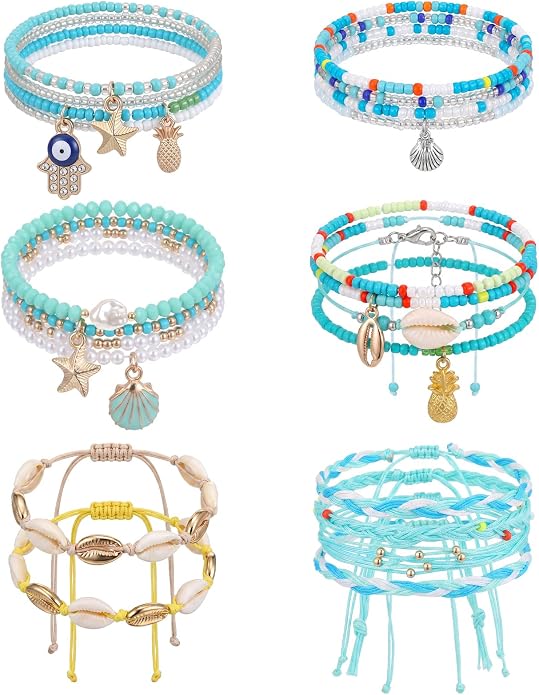 Junkin Boho Beaded Anklets for Women Girls African Multicolor Layered Ankle Bracelet adjustable Summer Hawaii Beach Foot Chain