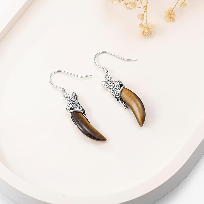 PELOVNY Abalone/Turquoise/Black Onyx/Lapis Lazuli/Axolotl/Bee/Dragonfly/Sun/Cross/Sword/Wolf/Map/Golf Earrings S925 Sterling Silver Dangle Earring Teardrop Jewelry for Women Birthday Christmas Gifts
