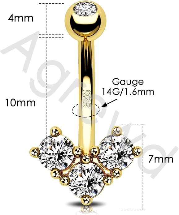 925 Sterling Silver Belly Button Rings 14G Heart Belly Navel Rings for Women Cute Navel Piercing Jewelry