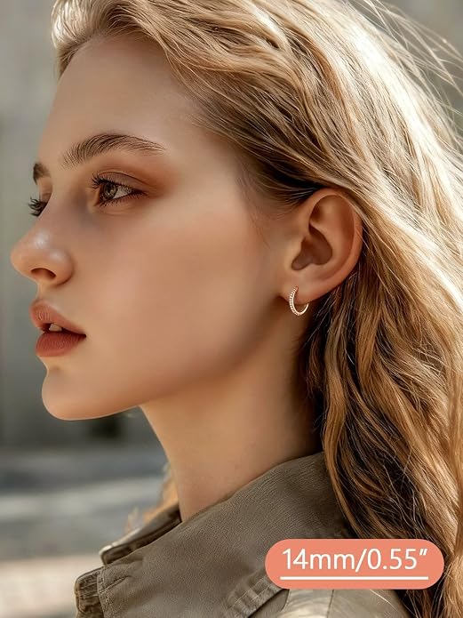 FaithHeart 925 Sterling Silver Post Huggie Hoop Earrings for Women, Silver Small Hoop Earring, Hypoallergenic Cartilage Earrings for Women