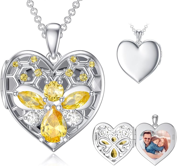Dorunmo Personalized Locket Necklace 925 Sterling Silver that Holds Pictures Butterfly Birthstone Photo Heart Locket Custom Jewelry Congratulations New Beginnings New Job Gifts for Women