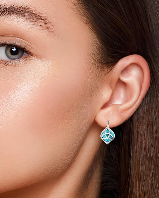 BDL Genuine Turquoise Jewelry for Women, Sterling Silver Earrings and Necklaces for Women, Leverback Dangle Drop Earrings Jewelry