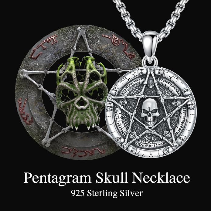 Skull/Skeleton Memento Mori Necklace 925 Sterling Silver Skull/Skeleton Pendant Hourglass Necklace Skull/Skeleton Jewelry for Men Women