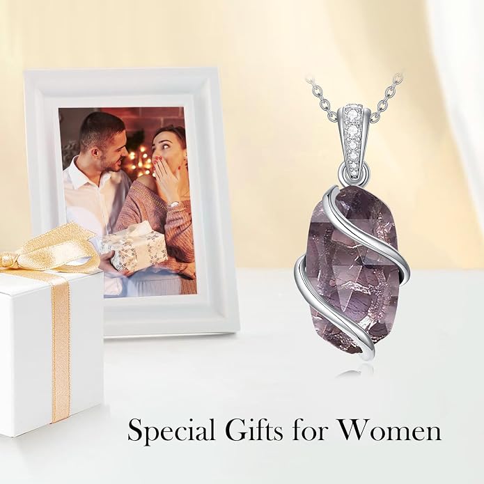 HPQQ Necklace for Women 925 Sterling Silver Dainty Gemstone Pendant Fine Jewelry Birthday Mothers Day Gifts for Mom Wife Her