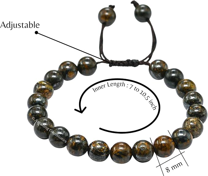 Amazing Gemstone Bronzite Bracelet for Women Men's Gifts - Protection Healing Crystal Bracelet - 8mm Gemstone Beaded Adjustable Bracelet Pulseras para Hombres Mujer Stocking Stuffers