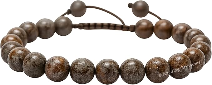 Amazing Gemstone Brown Snowflake Obsidian Bracelet for Women Men's Gifts - Protection Healing Crystal Bracelet - 8mm Gemstone Beaded Adjustable Bracelet Pulseras para Hombres Mujer Stocking Stuffers