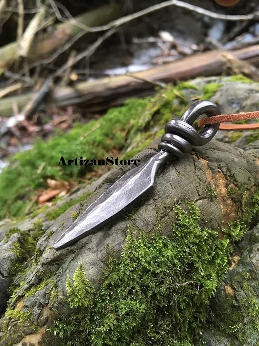 ARTIZANSTORE Viking iron pendant spear replica, blacksmith forge necklace, medieval jewelry, historical, Viking Pendant Neck Pendant