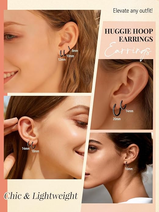 FaithHeart 925 Sterling Silver Post Huggie Hoop Earrings for Women, Silver Small Hoop Earring, Hypoallergenic Cartilage Earrings for Women