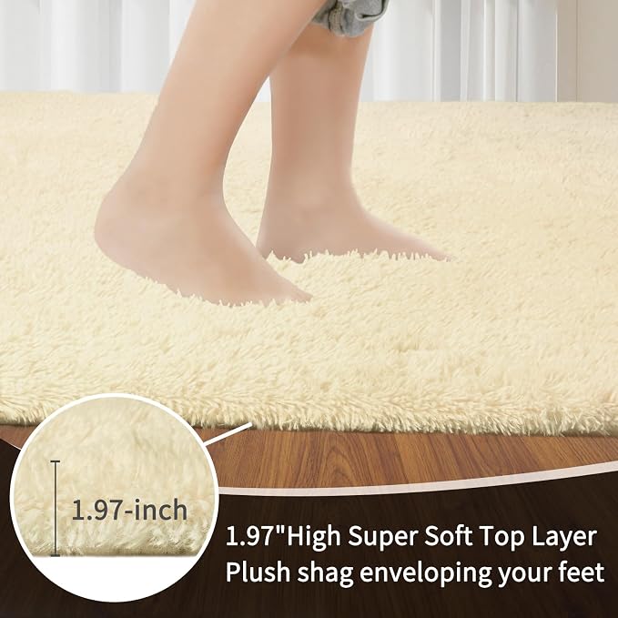 Sour Lemon Area Rugs 9x12 Living Room Bedroom, Large Fluffy Shag Rug | Shaggy Carpet, Soft Plush Furry Bedside Rugs, Anti Slip, Washable Area Modern Rugs Floor Mat for Kids Girls Boys Living Room