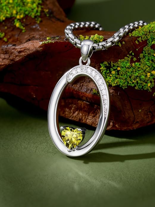 Birthday Gifts for Women Alphabet A to Z Initial Birthstone Pendant Necklaces for Women - 18k White Gold Plated Personalized Name Jewelry Anniversary Graduation Gifts for Wife Her Daughter Girlfriend(with Gift Box)