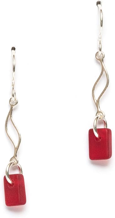 Journey Sea Glass Earrings - Sterling Drop Beach Earrings for Women by EcoSeaCo, using sustainable, recycled and repurposed material. Handmade Jewelry in the USA