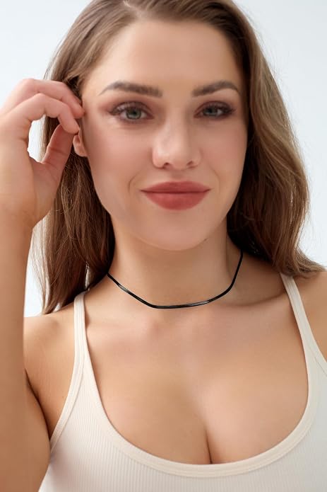 FOSIR Herringbone Necklace for Women, 14K Gold Plated/Silver/Black Choker Necklace, Dainty Surgical Stainless Steel Snake Chain for Women, 2.3mm/3mm/4mm/5mm Width