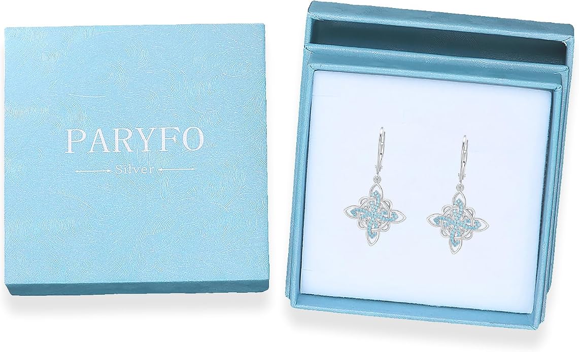 Celtic Knot Earrings 925 Sterling Silver Abalone Drop Dangle Celtic Earrings Gifts for Women