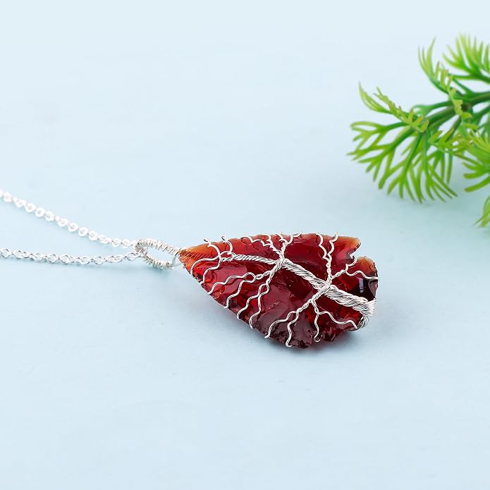 Silver Plated Wire Wrapped Pendant Necklace, Sea Glass Stones, Handmade Jewelry, Healing Crystals, Hammered Pendant, Birthday Gift for Women, Adjustable Chain 16+2inch