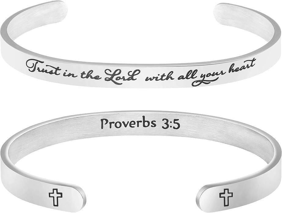 Memgift 𝐂𝐡𝐫𝐢𝐬𝐭𝐢𝐚𝐧 𝐁𝐫𝐚𝐜𝐞𝐥𝐞𝐭𝐬 for 𝐖𝐨𝐦𝐞𝐧 Inspirational Gifts Bible Verse Religious Faith Jewelry Cuff Bracelet Mothers Day Christmas Birthday Jewelry for Her Mother Daughter