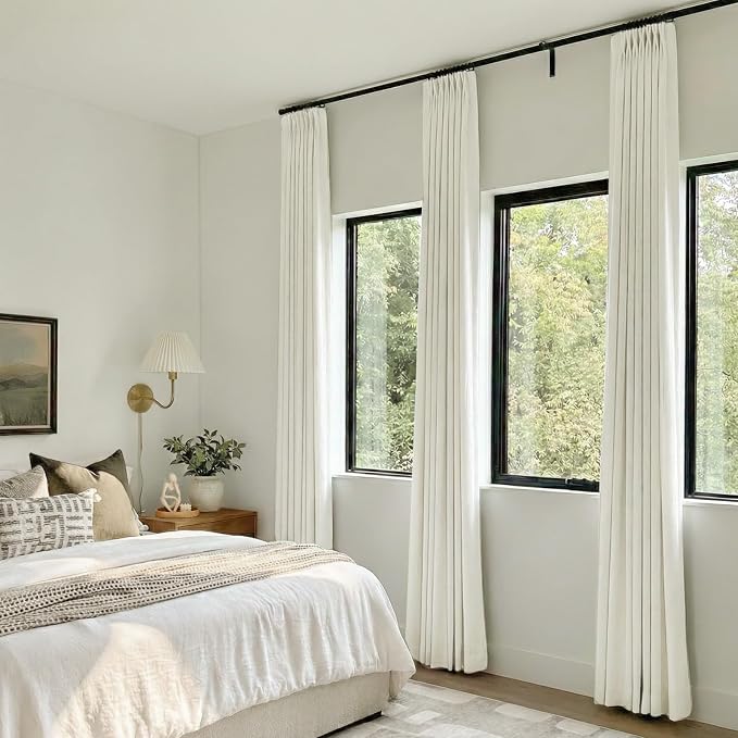 CAPALOCA Pinch Pleated Blackout Curtains 102 Inches Long, Linen Blend, 100% Blackout Drapes with 20 Hooks, Ideal for Bedroom and Living Room, 40" W x 102" L (Pack of 2), Natural Linen