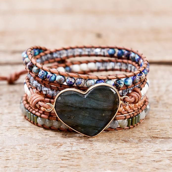 YGLINE Natural Stone Bracelet 3 Wraps Bracelet Handmade Boho Bracelet for Women Bracelet