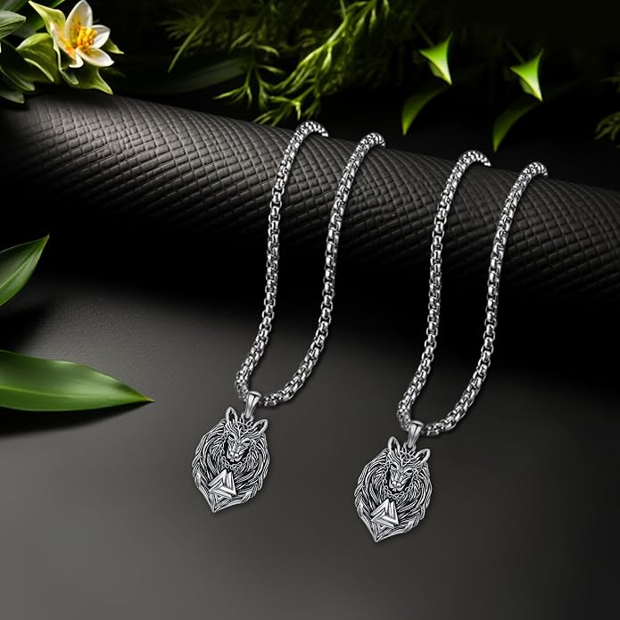 Eusense Viking Necklace for Men Women 925 Sterling Silver Pendant Thors Hammer/Norse Runes/Odin's Ravens/Wolf/Dragon/Snake/Yggdrasil/Freya/Helm of Awe/Valknut/Triskelion/Axe/Shield Viking Jewelry