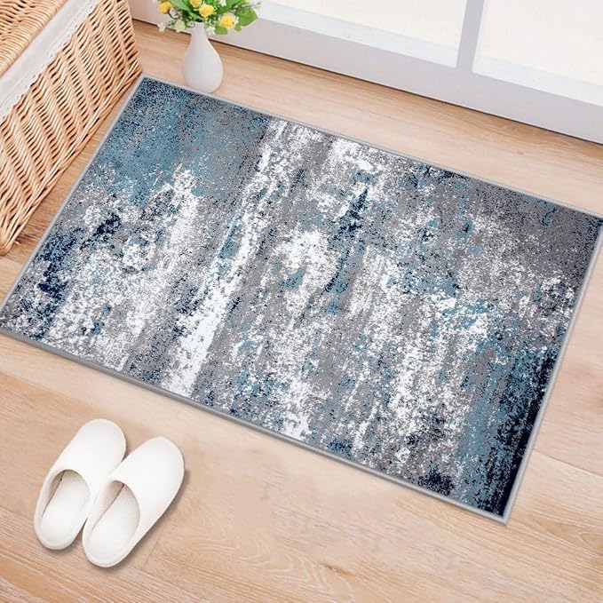 Rugshop Watercolor Distressed Modern Bohemian Accent Area Rug Blue 2' x 3'