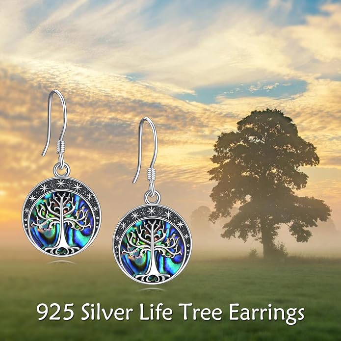 Abalone Shell Dangle Drop Earrings for Women 925 Sterling Silver Filigree Bohemian Earrings Jewelry Gift