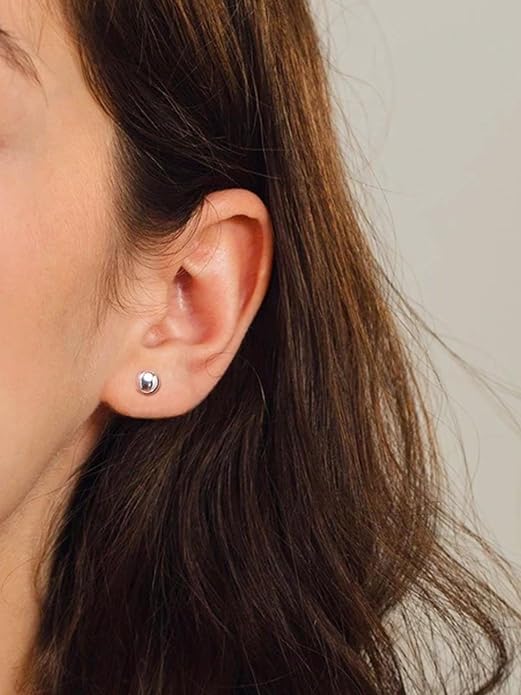 ChicSilver 925 Sterling Silver Earrings Dainty Bar/Circle/Triangle/Star/Ball Stud Earrings for Women with Gift Box, Hypoallergenic Earrings for Sensitive Ears