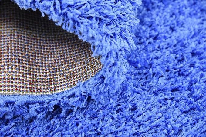 Unique Loom Solid Shag Collection Area Rug (6' 1" x 9' Rectangle, Periwinkle Blue)