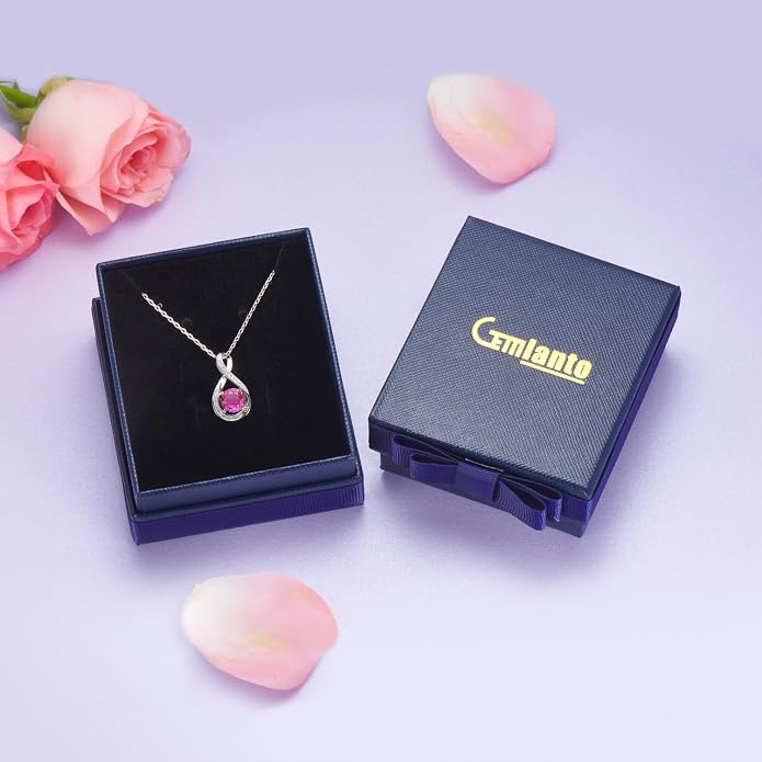 925 Sterling Silver Birthstone Necklace for Women Infinity Necklaces Birthday Anniversary Fine Jewelry Gifts for Mother Women, Adjustable Chain