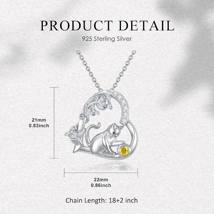 PELOVNY Teddy Bear Necklace for Women 925 Sterling Silver Bear/Highland Cow/Fox/Cat/Axolotl Birthstone Necklace Christmas Birthday Jewelry Gifts for Mom Daughter Wife Sister