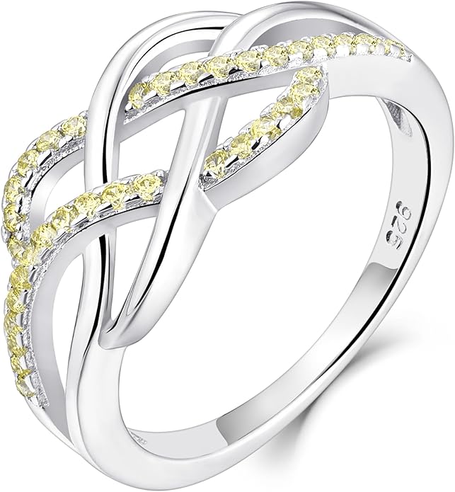 YL Celtic Knot Rings 925 Sterling Silver Twisted Knot Ring Birthstone Infinity Statement Jewelry for Women-size5