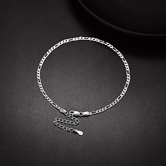 PROSILVER 925 Sterling Silver Ankle Bracelets For Women, Stylish Chain Anklets, Summer Beach Jewelry, 8.6-10.6 Inch Adjustable, Come with Box