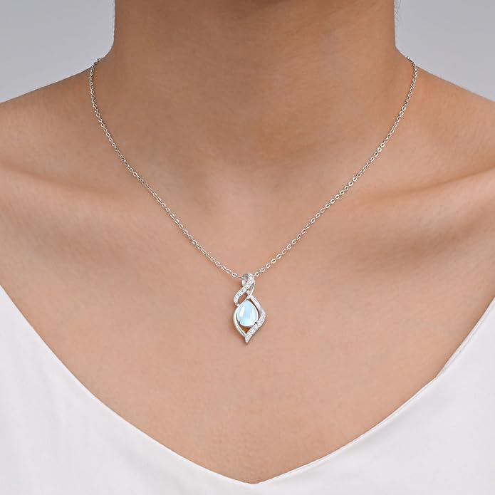 925 Sterling Silver Moonstone Necklace New Beginnings, Graduation Gifts, Created Moonstone Jewelry June Birthstone Necklace for Women, Inspirational Birthday Graduation Gifts for Friend Sister Daughter Mom
