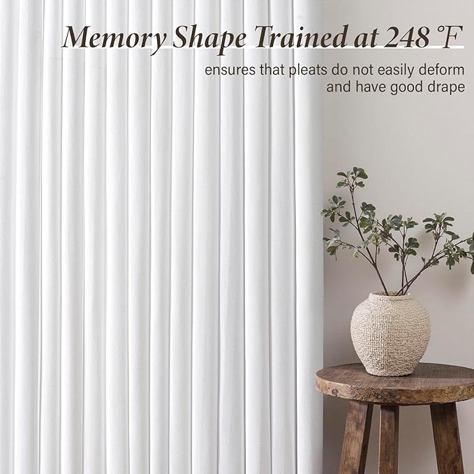 MIULEE Pinch Pleated Thick Linen Curtains 40x90 Inches White 4 Panels Set | Back Tab, Memory Trained, Pinch Pleat, Semi Sheer, Light Filtering Curtains, Window Drapes for Living Room Bedroom