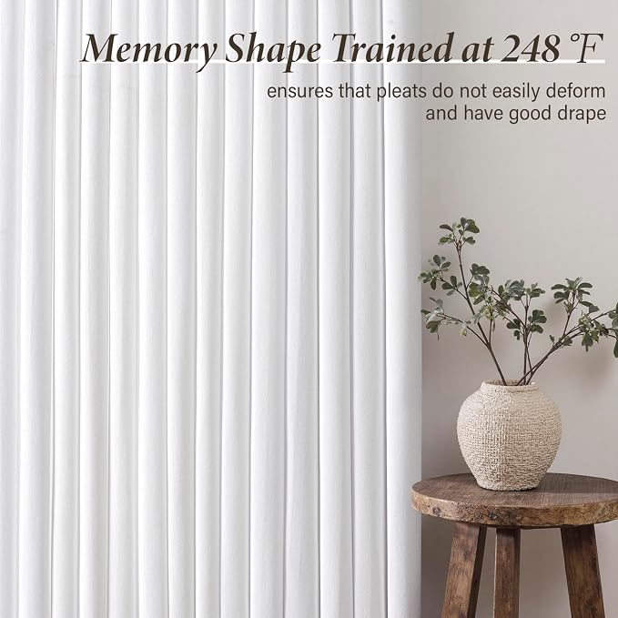 MIULEE Pinch Pleated Thick Linen Curtains 84 Inch 4 Panels Set Back Tab Memory Trained Pinch Pleat Semi Sheer Light Filtering Privacy Curtain Let Light in Window Drapes for Living Room Bedroom White