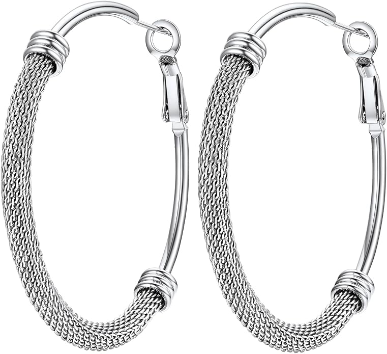 PROSTEEL 30/40/60/80/100mm Chunky Hoop Earrings For Women Gold Plated/Black Stainless Steel Hoops Earrings Statement Jewelry