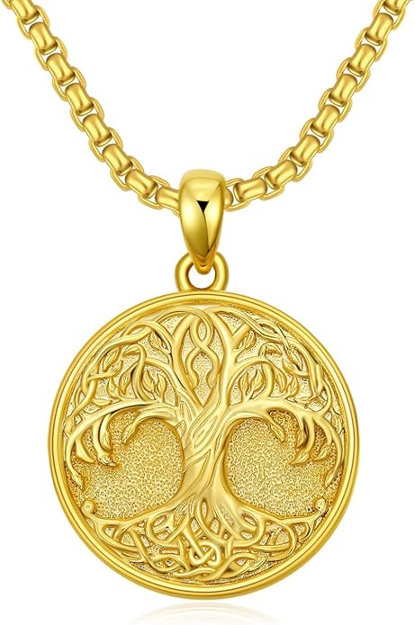 Tree of Life Necklace 925 Sterling Silver Round Tree of Life Pendant Jewelry for Men Women, w/Stainless Steel Chain 22''+2''