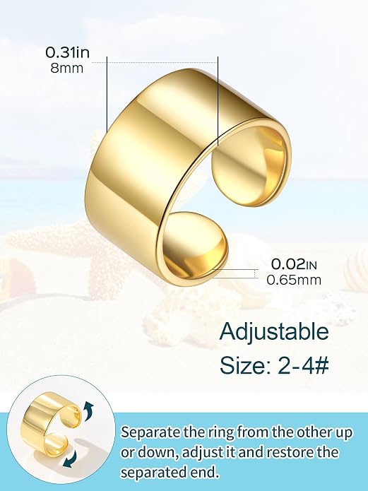 ChicSilver Silver Toe Rings for Women Balck Toe Rings for Women Non Tarnish Wide Band Toe Ring Black Toe Jewelry for Summer Beach