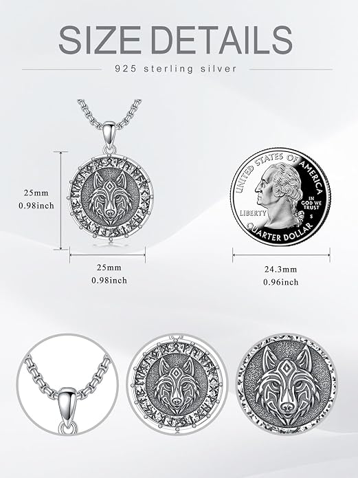 Viking Necklace Triple Horn of Odin/Wolf/Thor Hammer Necklace Viking Pendant Norse Jewelry Gifts for Man