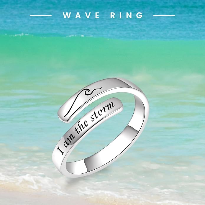 BEILIN 925 Sterling Silver Inspirational Jewelry Rings Adjustable Ring Personality Encouragement Gift for Teens Women