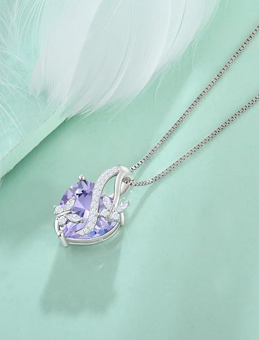 Butterfly Necklaces for Women Sterling Silver Infinity Heart Pendant Birthstone Jewelry Gift with 14k Yellow Gold/Rose Gold Plated