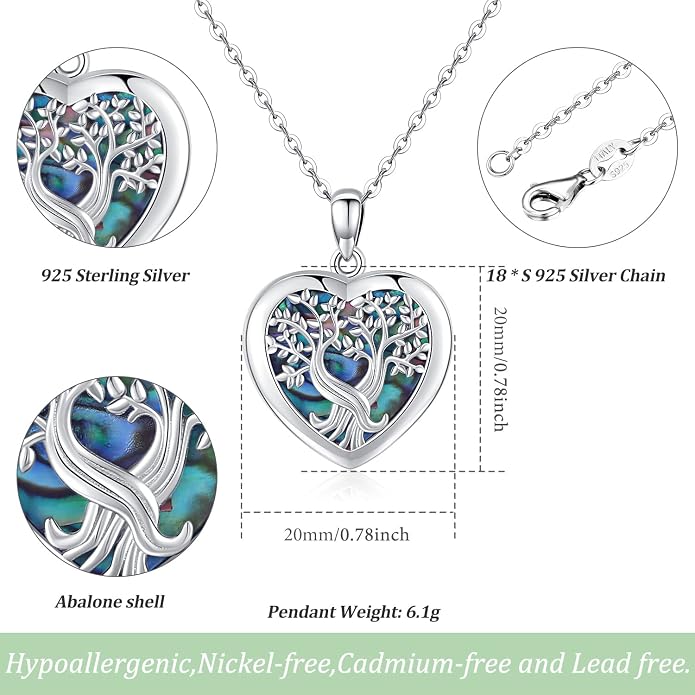 Odinstone Tree of Life Necklace, Sterling Silver Pendant for Women Family Tree Necklaces Jewelry for Mom/Wife/Grandma(With Fine Gift Box)