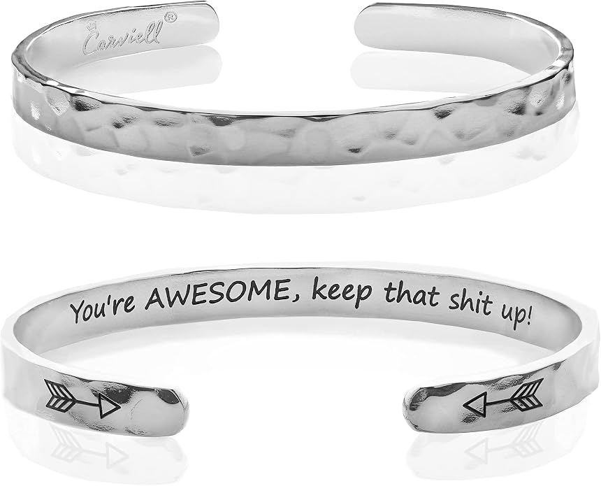Carviell Bracelet - Gifts for Women – Inspirational, Friendship, Love, Mom, Daughter, Sister, Christian, Graduation, Memorial & Wedding Gifts – 100+ Phrases – Stainless Steel, Gift-Ready