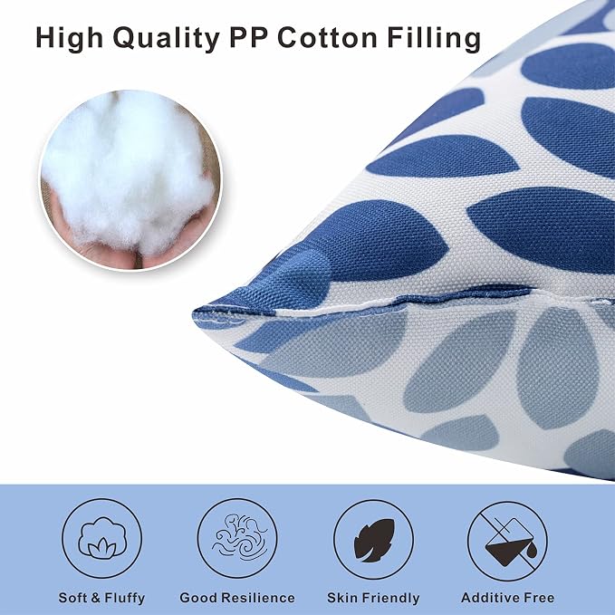 JMGBird Outdoor Throw Pillow Covers with Inserts 18x18 Outdoor Pillow | Blue Mandala Flower Pattern Waterproof Decorative Pillows for Patio Furniture